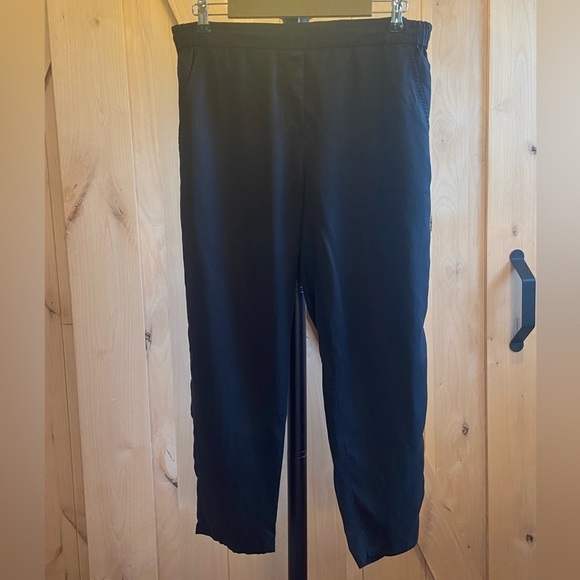 Gap Women’s Pull On Pants Size L Lyocell Tencel Cropped Tapered Downstring Black - Picture 6 of 14